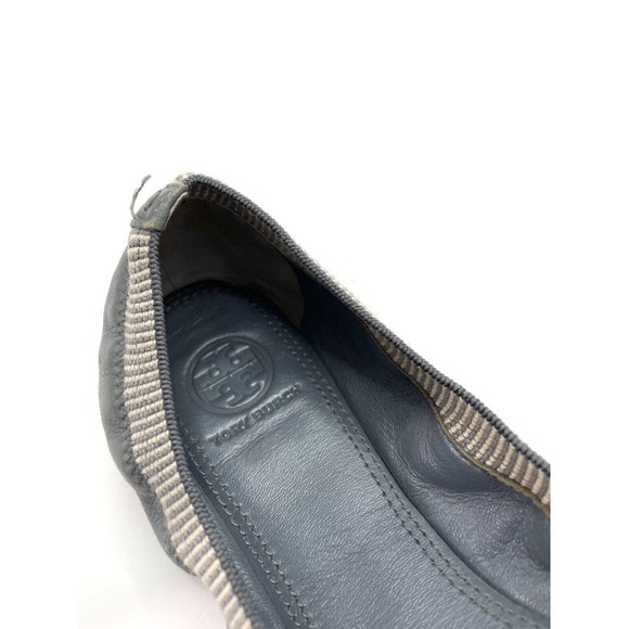 Tory Burch Gabby Cap Toe Scrunch Flat Gunmetal / Silver Ballet Flat Size 8.5 - Picture 10 of 11